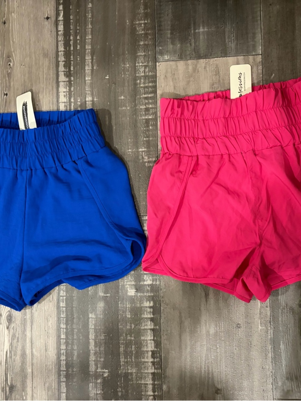 Women’s Athletic Shorts in Bright Blue and Hot Pink. NWT.